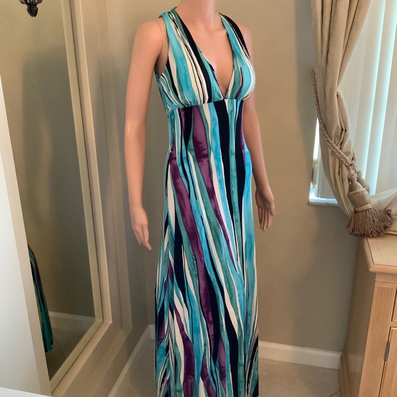 XOXO Turquoise Halter Maxi Dress - Picture 1 of 12